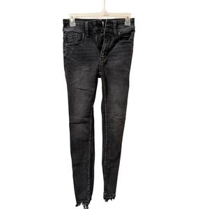 We The Free Womens Black Washed Skinny Jeans Raw Hem Size 25